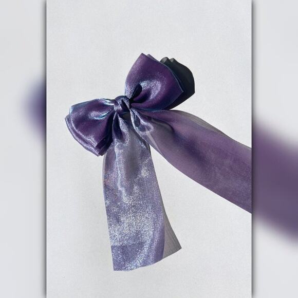 A252-E • Solar Eclipse Purple Organza Hair Bow Barrette